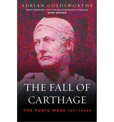 Book cover: "The Fall of Carthage" featuring a Roman bust on a red background.