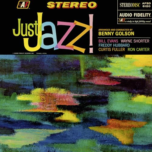 Album cover for "Just Jazz!" by Benny Golson with abstract painting.