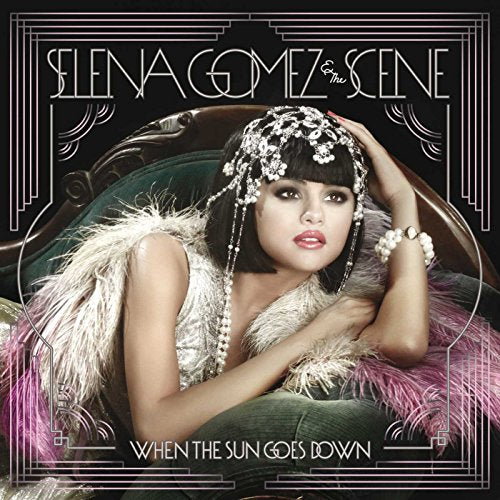 Selena Gomez album cover, "When The Sun Goes Down", art deco style.