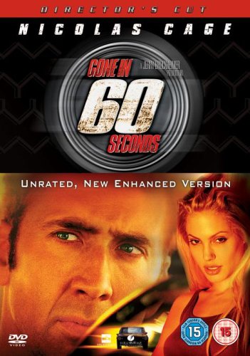 DVD cover for Gone in 60 Seconds featuring Nicolas Cage and Angelina Jolie.