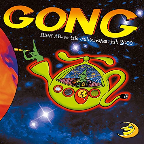 Album cover featuring a green teapot-shaped spaceship in space with a green alien figure.