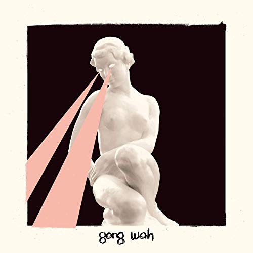 CD cover with a fragmented classical bust and pink geometric shapes.