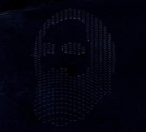 Dark album cover featuring a patterned, masked face in the center.