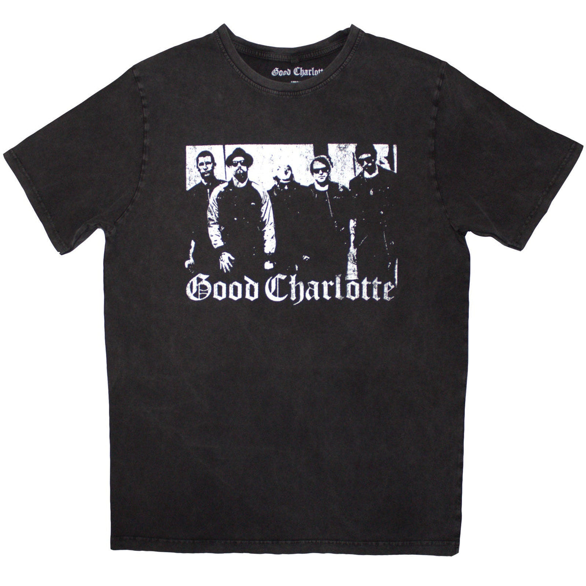 Charcoal grey, stone-wash t-shirt with Good Charlotte band photo print, size X-Large.