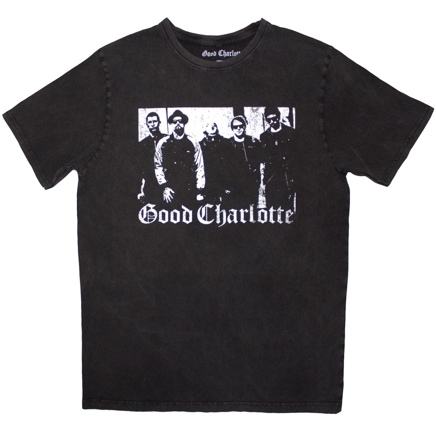 Charcoal grey, stone-wash t-shirt with Good Charlotte band photo print, size X-Large.