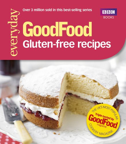 Good Food" cookbook cover with a slice of frosted cake and jam filling.