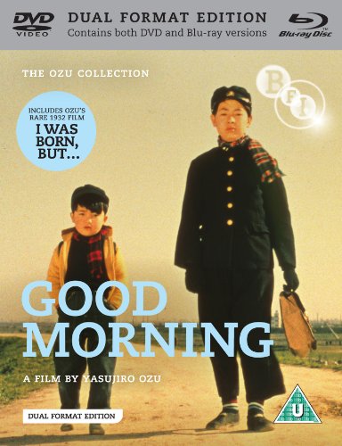 Blu-ray/DVD cover for “Good Morning + I Was Born, But…” film, two boys.