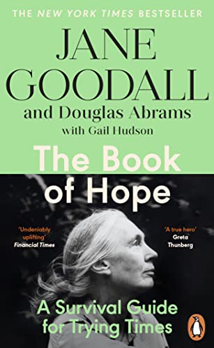 Book cover: "The Book of Hope" by Jane Goodall, with a portrait.