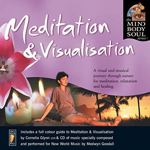 CD cover: woman meditating with flowers, candles, and a sunset scene.
