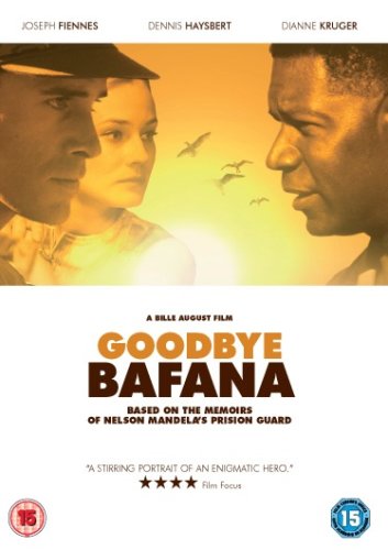 DVD cover for "Goodbye Bafana" with three actors' faces and birds in the background.