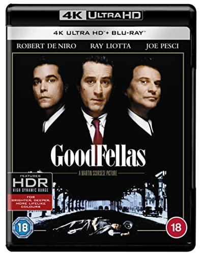 Goodfellas" Blu-ray cover featuring De Niro, Liotta, and Pesci in suits.
