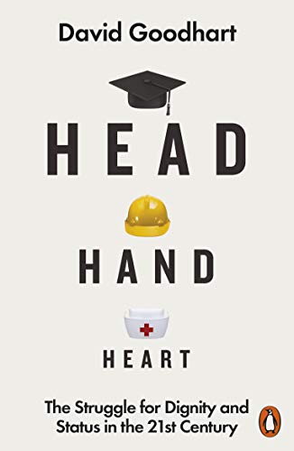 Book cover with title Head Hand Heart, featuring a graduation cap, hardhat, and nurse's cap.