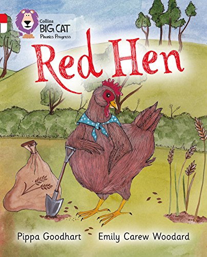 Children’s book cover depicting a red hen in a field with wheat.