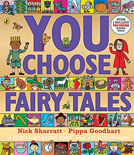 Colorful book cover, "You Choose Fairy Tales," with illustrated characters.