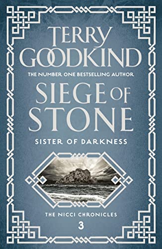 Book cover: “Siege of Stone” by Terry Goodkind, featuring a stormy island.