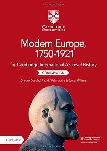 Red textbook cover with bust of a man and title "Modern Europe, 1750–1921".