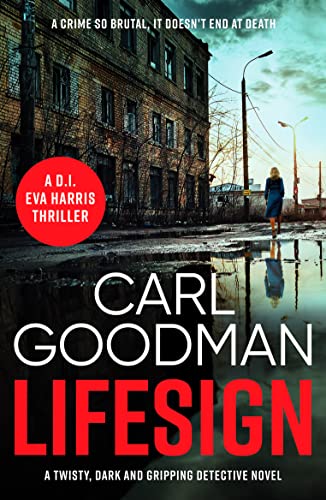 Book cover showing a woman walking past a dark brick building near a puddle.