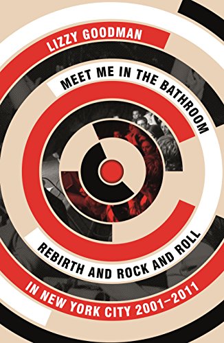 Book cover with concentric red, black, and white circles over a black-and-white concert photo.