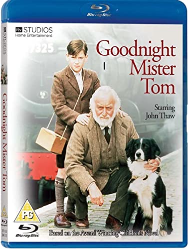 Goodnight Mister Tom" Blu-ray cover featuring a boy, an elderly man, and a dog.