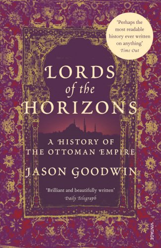 Book cover for Lords of the Horizons featuring a mosque silhouette and ornate border.