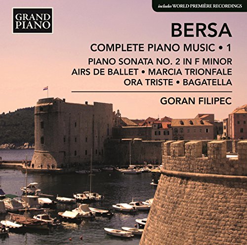 CD cover for Goran Filipec’s “Bersa Complete Piano Music” with coastal fortress image.