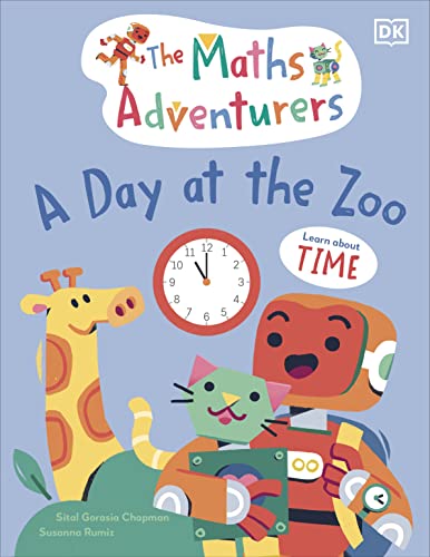 Children’s book cover with animals, a clock, and the title “The Maths Adventurers.”