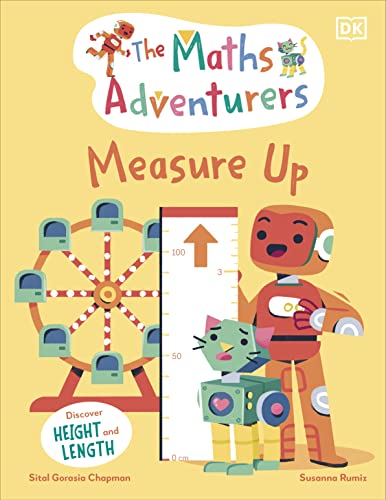 Book cover with cartoon robots, a Ferris wheel, and measuring tools.