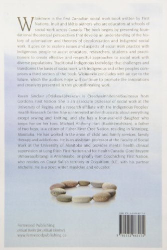 Book back cover with text, author bios, and a stone spiral image.