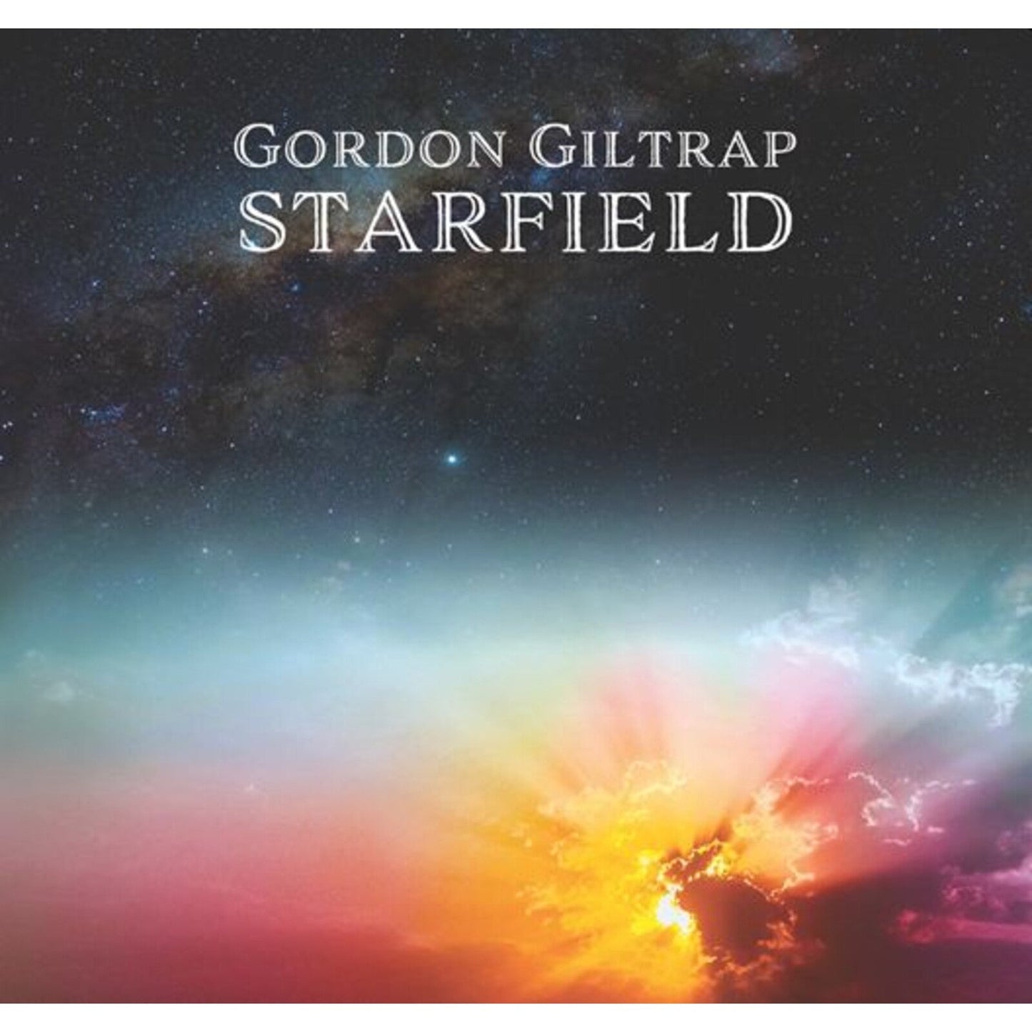 CD cover for Gordon Giltrap’s “Starfield” with a space nebula image.