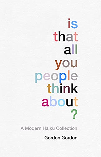 Book cover with colorful, stacked text and author name below.