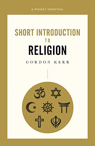 Book cover titled Short Introduction to Religion by Gordon Kerr featuring various religious symbols.