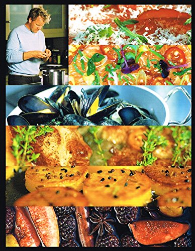 Cookbook cover featuring Gordon Ramsay, seafood, and various prepared dishes.
