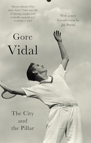 Black and white book cover showing a man serving a tennis ball.