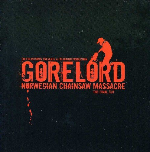 Orange text on a black background featuring a silhouette of a chainsaw-wielding figure.