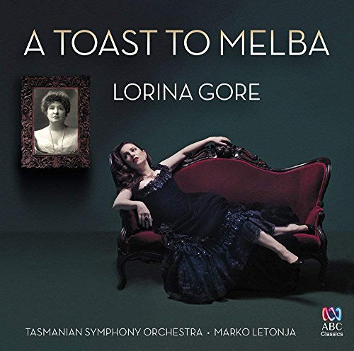 CD cover for “A Toast to Melba” featuring portraits and a red couch.