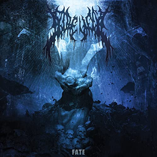 Dark album cover for "Fate" by Gorevent, featuring a distorted figure.