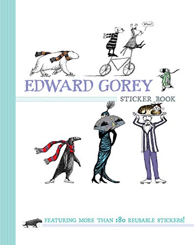 Edward Gorey sticker book cover with whimsical, darkly humorous illustrations.