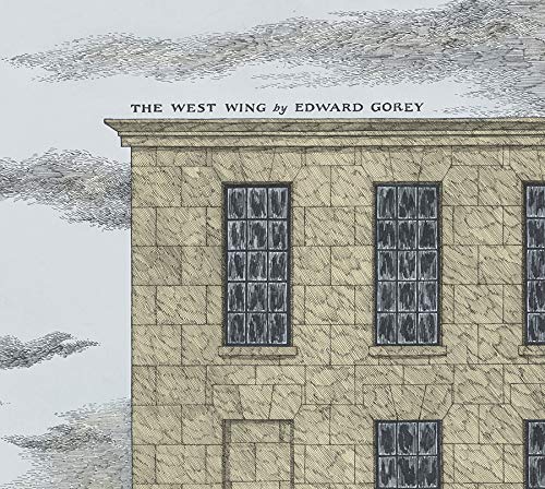 Detailed pen-and-ink illustration of a stone building, "The West Wing.