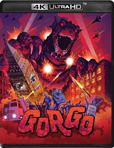 Gorgo" Blu-ray cover: monster attacks London with jets and people fleeing.