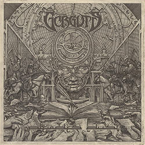 Black and white album cover with ornate celestial and facial imagery.