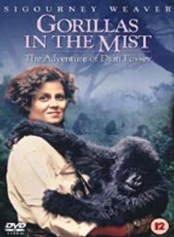 DVD cover featuring Sigourney Weaver with a gorilla in a misty jungle.
