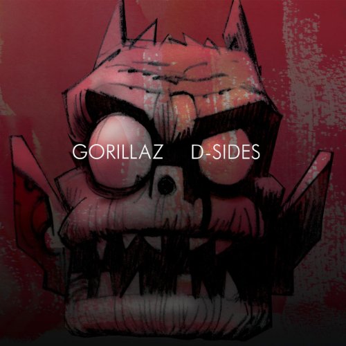 Gorillaz D-Sides CD cover: pink, cartoonish robot face with large eyes.