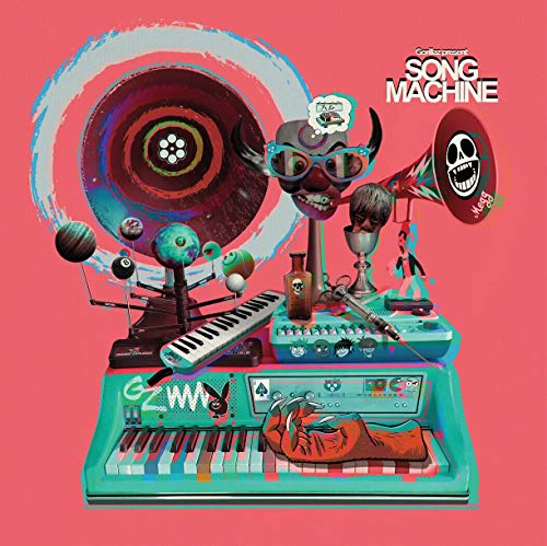 CD cover for Gorillaz’ “Song Machine”, featuring colorful surreal imagery.