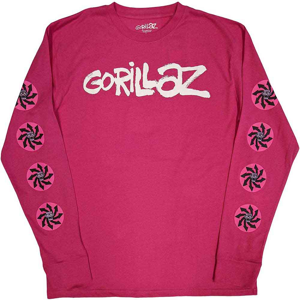 Long sleeve black t-shirt with Gorillaz’ Pazuzu symbol printed on sleeve.