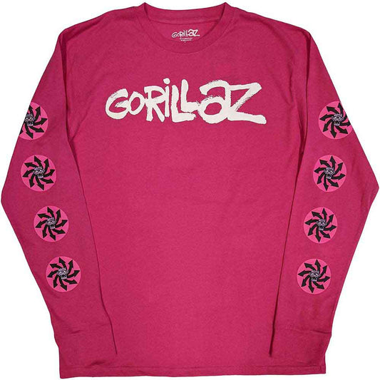Long sleeve black t-shirt with Gorillaz’ Pazuzu symbol printed on sleeve.