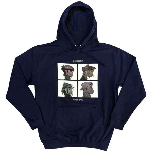 Black unisex pullover hoodie featuring the Gorillaz Demon Days album cover graphic on front.