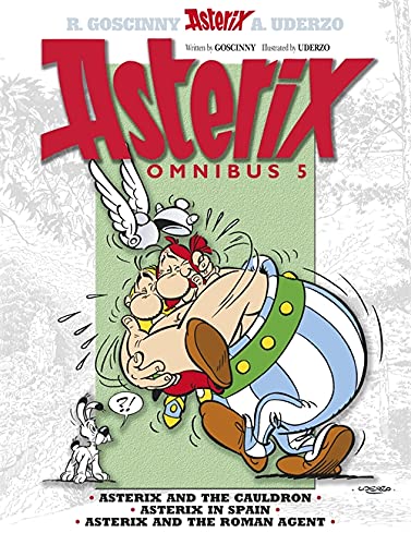 Asterix Omnibus 5 book cover featuring cartoon characters and titles.