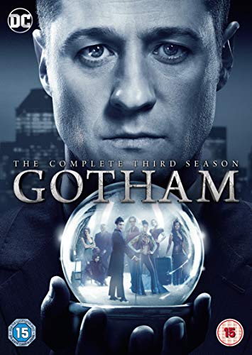 “Gotham” Season 3 DVD cover featuring Jim Gordon and a snow globe scene.