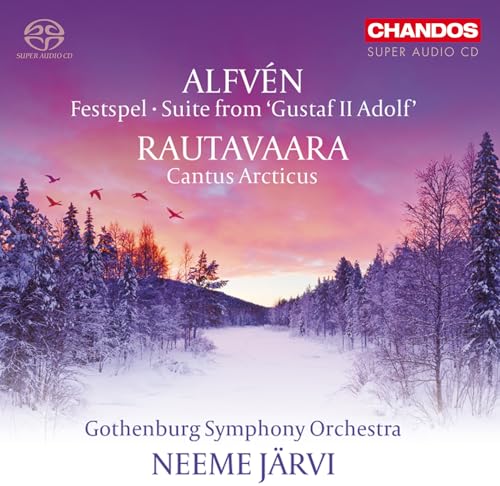 CD cover for Alfvén & Rautavaara orchestral works, snowy landscape.