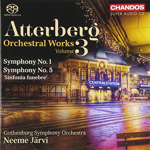 CD cover for Atterberg orchestral works, featuring a train station at night.